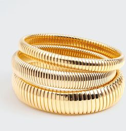 Cobra Elastic Bracelets, Set of 3, Gold