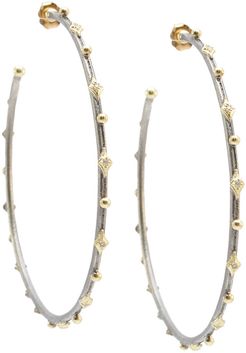 Old World Two-Tone Thin Hoop Earrings with Crivelli