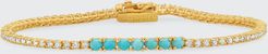 18k Gold 4-Prong Diamond and Turquoise Tennis Bracelet