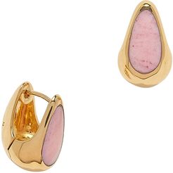 Hammered Pink Opal Hoop Earrings
