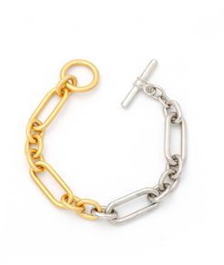 Two-Tone Link Bracelet, 7"L