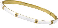 Girls' 14k Gold Plated Brass Station Enamel Bangle, White