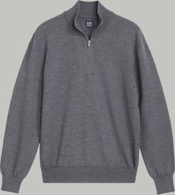 maglia mezza zip grigio scuro in lana merino