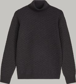 maglia dolcevita grigio scuro in lana merino