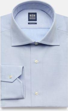 camicia azzurra in piqué di cotone regular fit