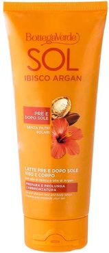 SOL Ibisco Argan - Latte pre e dopo sole - viso e corpo - prepara e prolunga l'abbronzatura - con olio di Ibisco e olio di Argan - pre e dopo sole - senza filtri solari