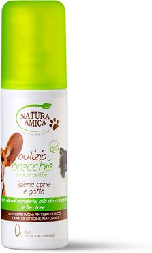 NATURA AMICA - Pulizia orecchie igiene cane e gatto con olio di Mandorle, olio di Cartamo bio e Tea tree
