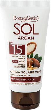 SOL Argan - Crema solare viso - antietà idratante - con olio di Argan e acido Ialuronico - SPF15 protezione media - tutti i tipi di pelle