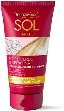 Sol Capelli - Noce verde e Keratina - Crema balsamo doposole - districante protettiva - con olio di Noce verde e Keratina - con filtri UVA/UVB - capelli stressati da sole, mare e cloro