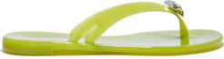 Jelly Jeweled Pvc Flip Flops - Donna Flats e Mocassini Lime 35