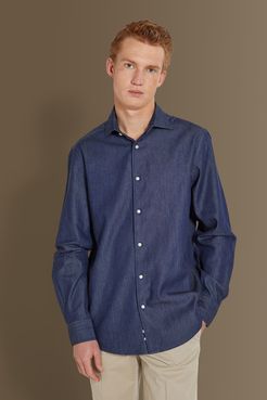 Camicia casual uomo collo francese tessuto jeans