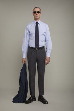 Camicia uomo collo classico 100% cotone tessuto tinto filo a righe regular fit