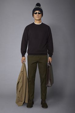 Pantalone chino uomo tessuto in cotone mano lana armaturato