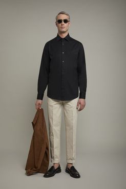 Polo camicia uomo a manica lunga con collo classico 100% cotone piquet regular fit