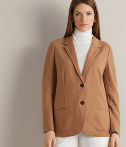 Cashmere Jersey Lapel Jacket Woman Natural Camel Size LL