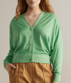 Ultralight Cashmere Oversized Cardigan Woman Green Apple Size LL