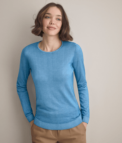 Ultralight Crew Neck Cashmere Sweater Woman Cobalto Size LL