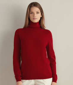 Ultra soft Cashmere Long Sleeve Turtleneck Woman Rouge Size XS