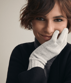 Cashmere Gloves Woman Powder Gray Size M/L
