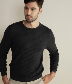Merino Wool Crewneck Sweater Man Carbone Size 56