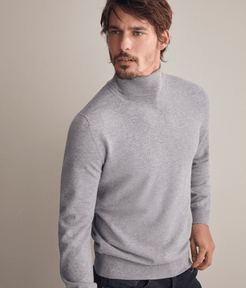 Ultra-soft Cashmere Turtleneck Sweater Man Pearl Grey Size 52