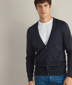 Cardigan in Cashmere Ultralight Man Navy Blue Size 56