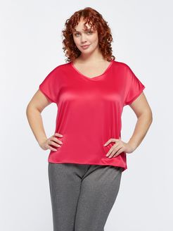 T-shirt in due tessuti Donna Rosso