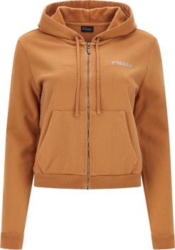 Felpa cropped a full zip con cappuccio