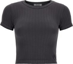T-shirt cropped slim fit in tricot a costine