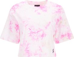 T-shirt cropped comfort tye-die con maniche a kimono