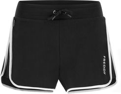 Shorts sportivi elasticizzati con piping laterale a contrasto