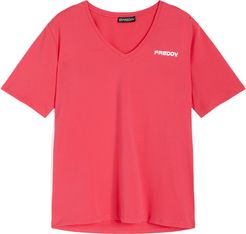 T-shirt da donna con scollo a V in jersey