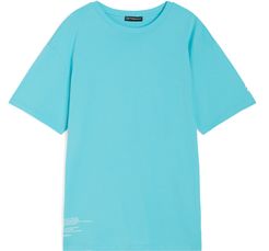 T-shirt donna comfort fit in jersey con scritta sul fondo
