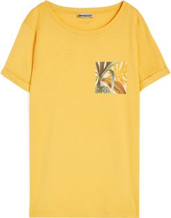 T-shirt donna in jersey modal con grafica tropical laterale