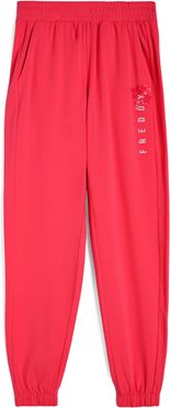 Pantaloni sportivi in heavy jersey con logo glitter e fiori