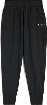 Pantaloni cropped in heavy jersey con tasche applicate