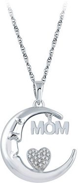 Moon-Mom-Heart Diamond Fashion Pendant in Sterling Silver
