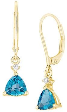 Blue Topaz and Diamond Accented Earrings in 10K Yellow Gold