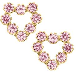 Child's Pink Cubic Zirconia Heart Earrings in 14K Yellow Gold