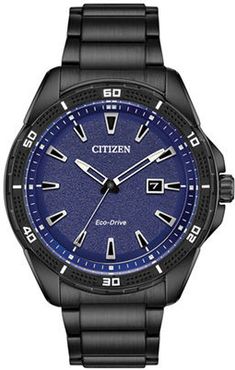45mm Men's Drive from Citizen Eco-Drive® Watch with Blue Dial and Black Stainless Steel Bracelet