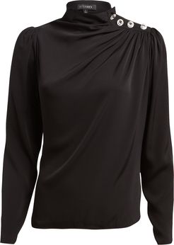 Charity Embellished Silk Blouse, Black 00