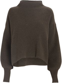 Helena Funnel Neck Rib Knit Sweater, Olive/Army XL