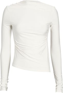 Selma Ruched High Neck Top, Ivory P