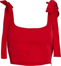 Rogan Tie-Shoulder Crop Top, Red ZERO