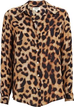 Nina Silk Leopard Blouse, Multi S