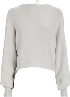 Bow-Embellished Open Back Sweater, Grey-Lt P