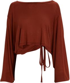 Valerio Cut-Out Wrap Top, Brown 1SIZE