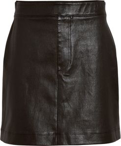 Core Stretch Leather Mini Skirt, Black 2
