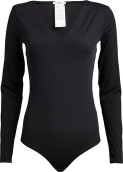 V-Neck Long Sleeve Bodysuit, Black L