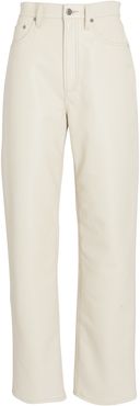 Fitted 90s Recycled Leather Pants, Ivory 27